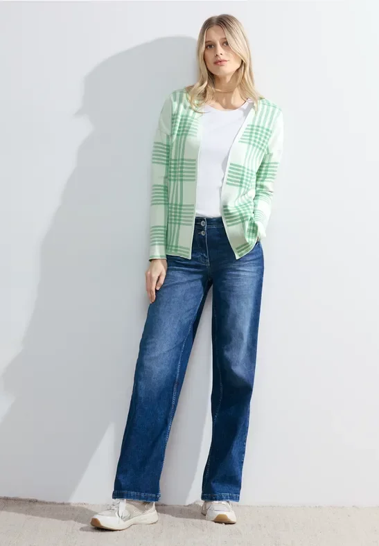 Thumbnail - Cecil Damen Karierte Strickjacke in Grün, Gr: XL