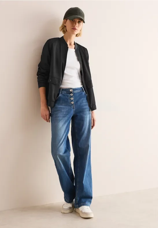 Cecil Damen Satin-Blouson in Schwarz, Gr: XL