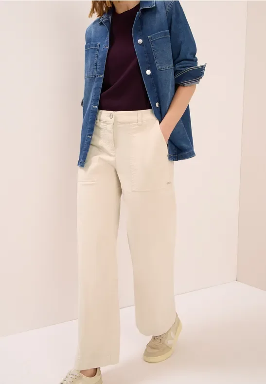 Thumbnail - Cecil Damen Wide Leg Cordhose in Beige, Gr: 34