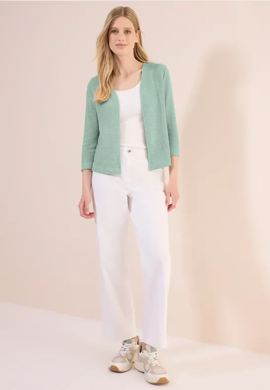 Thumbnail - Cecil Damen Offene Ajour-Look Jacke in Grün, Gr: XXL