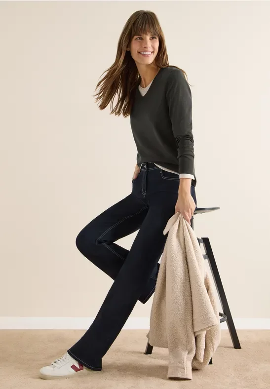 Cecil Damen Basic Pullover in Grün, Gr: 3XL