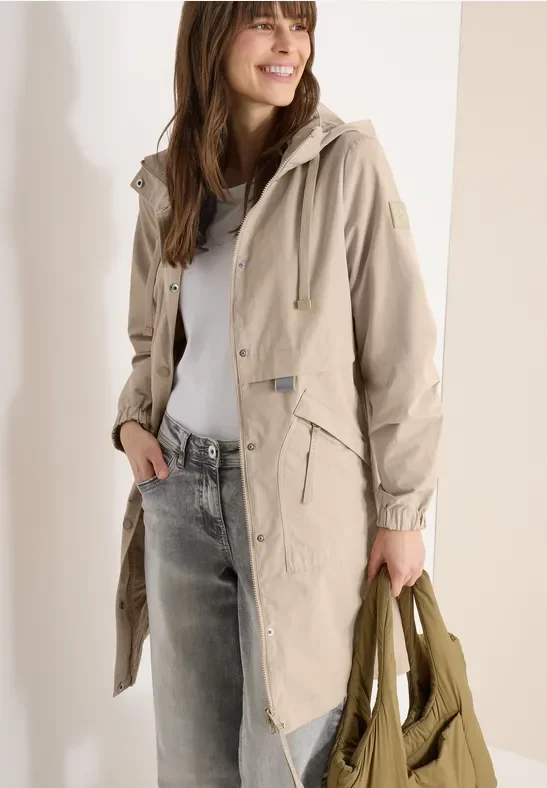 Cecil Damen Lange Memory Jacke in Beige, Gr: M