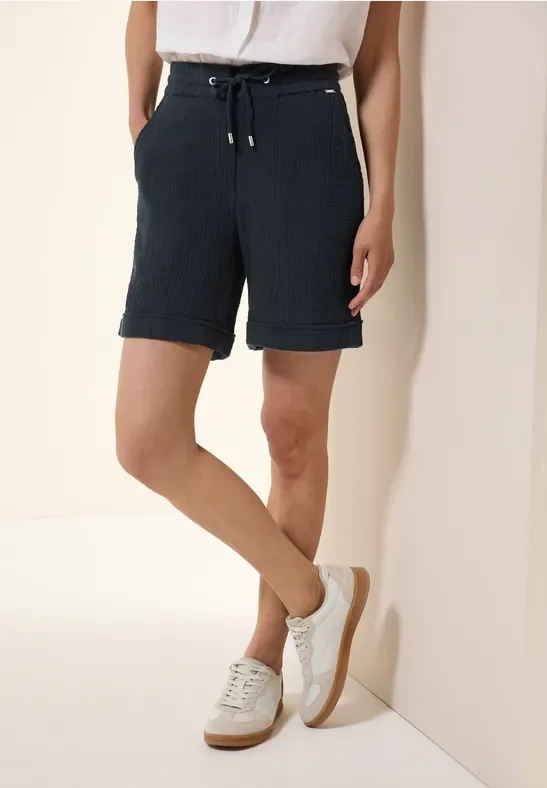 Cecil Damen Musselin Shorts in Blau, Gr: XXL