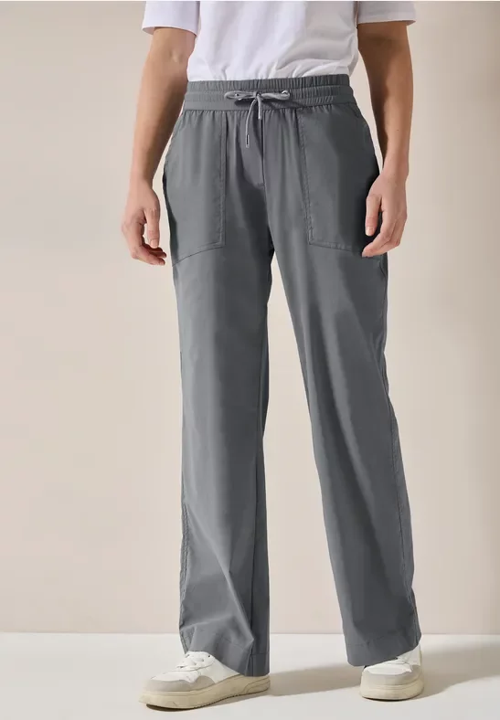 Thumbnail - Cecil Damen Wide Leg Hose in Grau, Gr: XXL