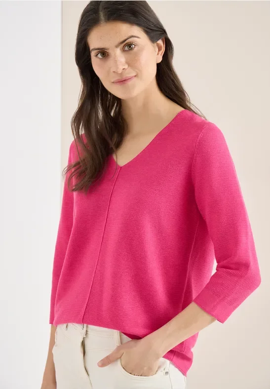 Thumbnail - Cecil Damen 3/4-Arm Pullover mit Struktur in Pink, Gr: S