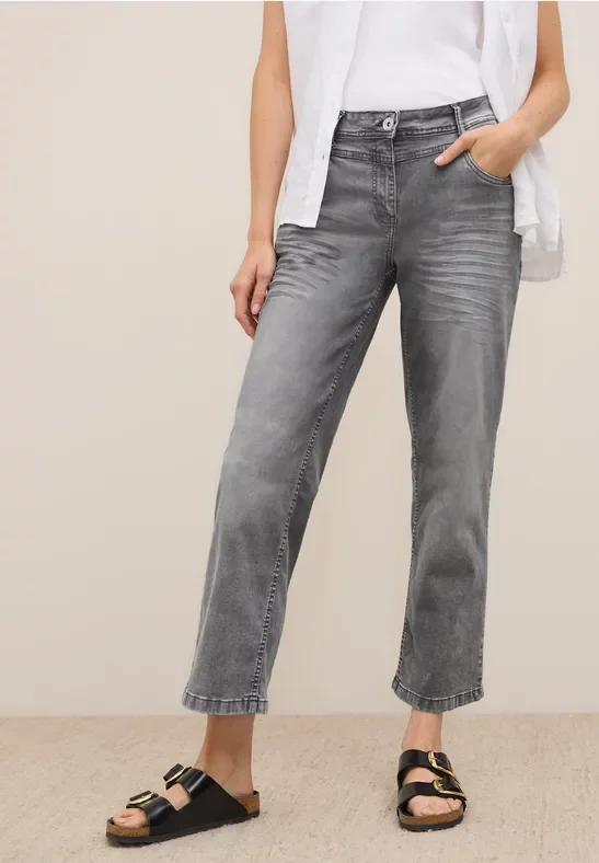Cecil Damen Wide Leg Jeans in Grau, Gr: 33
