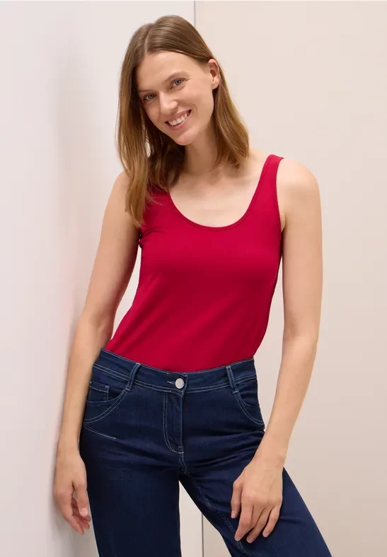 Thumbnail - Cecil Damen Langes Basic Top in Rot, Gr: XXL