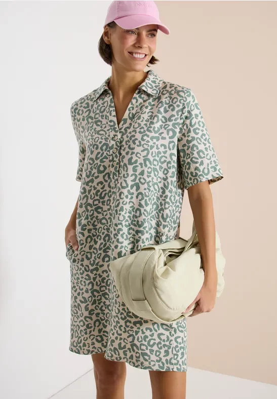 Cecil Damen Knielanges Kleid aus Leinenmix in Beige, Gr: XXL