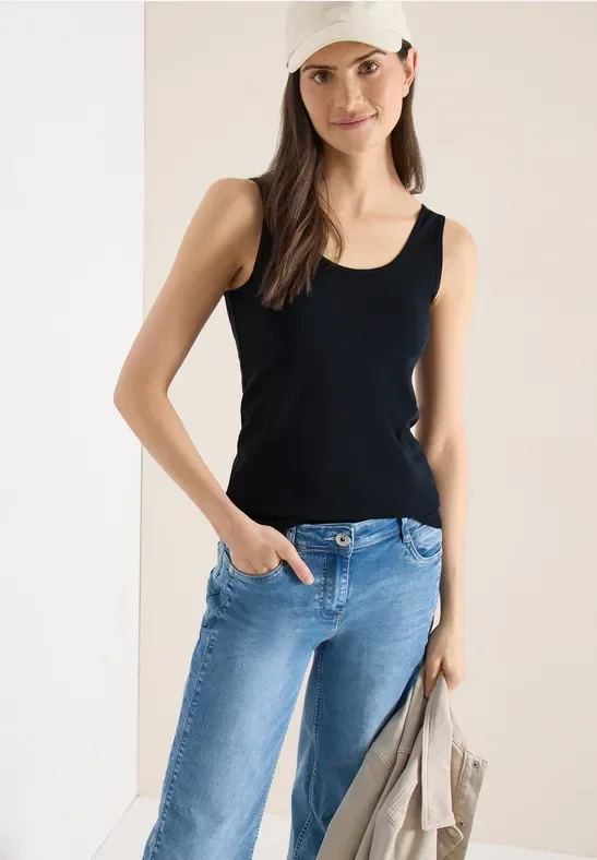 Cecil Damen Basic Top mit Rundhals im 2er-Pack in Multicolour|Rot|Blau, Gr: XXL