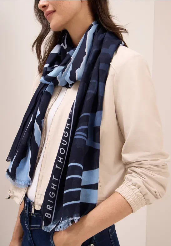 Cecil Damen Gemusterter Schal in Multicolour|Blau, Gr: One size