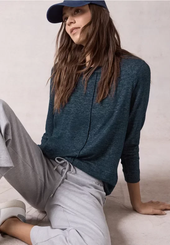 Cecil Damen Cosy Langarmshirt in Blau, Gr: XS