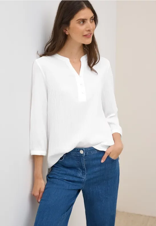 Thumbnail - Cecil Damen Strukturbluse in Unifarbe in Weiß, Gr: XXL