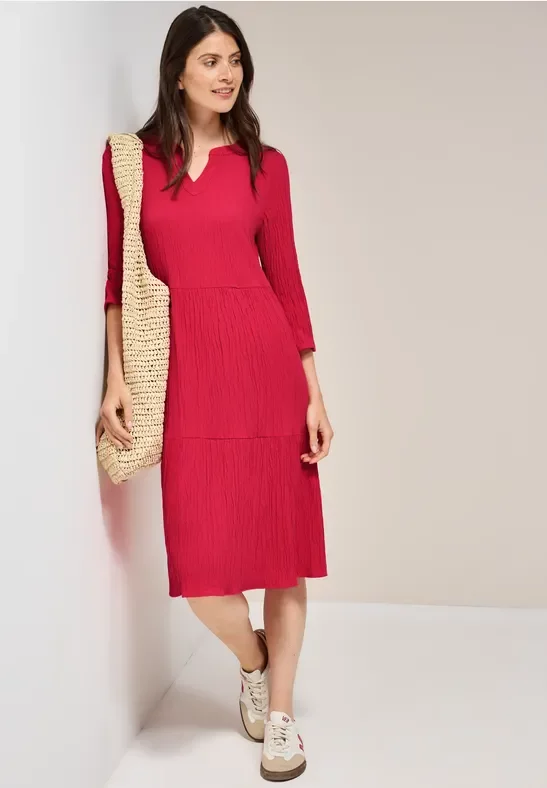 Thumbnail - Cecil Damen Seersucker-Kleid mit Volants in Rot, Gr: M