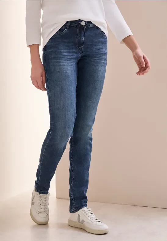 Cecil Damen Jeans im Casual Fit in Blau, Gr: 25