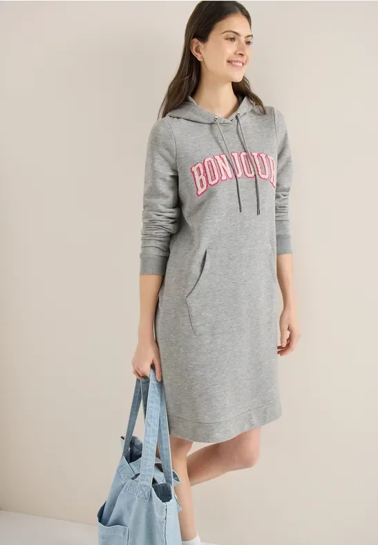Cecil Damen Knielanges Hoodie Kleid in Grau, Gr: XS
