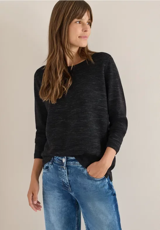 Thumbnail - Cecil Damen Rundhals Strukturpullover in Schwarz, Gr: L