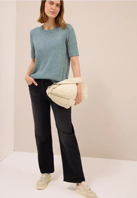 Thumbnail - Cecil Damen Leichtes Strick-Look T-Shirt in Grün, Gr: XXL