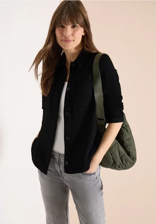 Cecil Damen Overshirt mit Brusttaschen und Struktur in Schwarz, Gr: XL