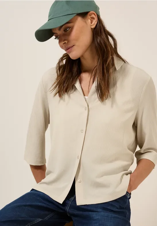 Cecil Damen Hemdbluse mit Struktur in Beige, Gr: XXL
