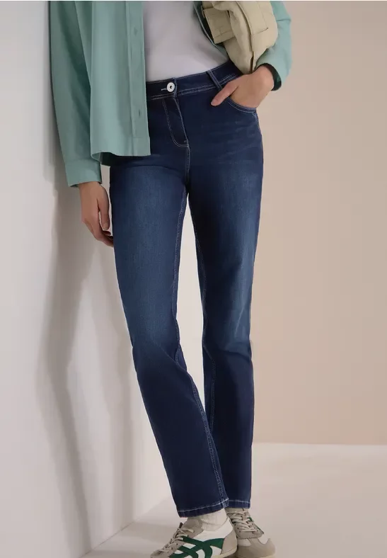Cecil Damen Straight Leg Jeans in Blau, Gr: 38