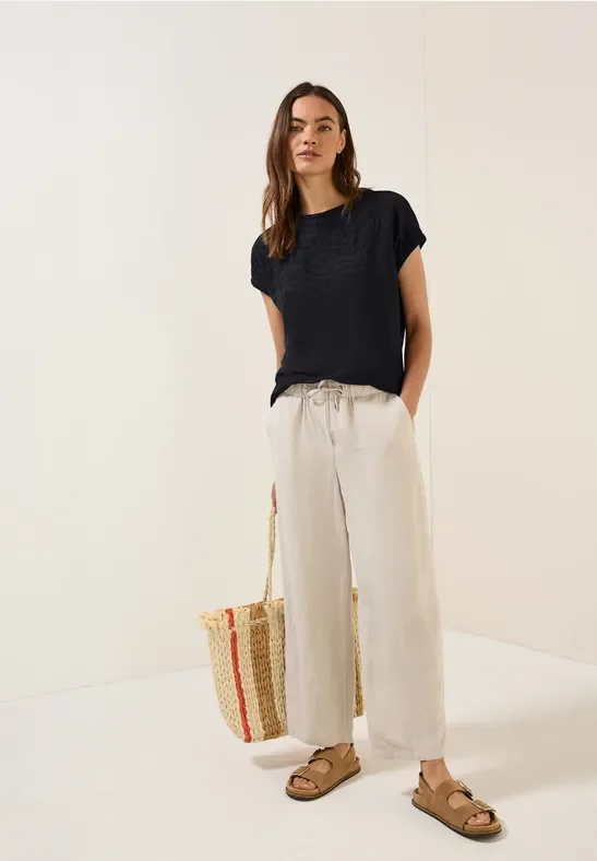 Cecil Damen Shirt mit Stick-Muster in Schwarz, Gr: S