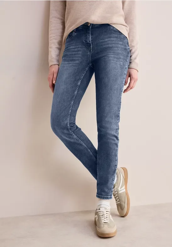 Cecil Damen Jeans im Casual Fit in Blau, Gr: 25