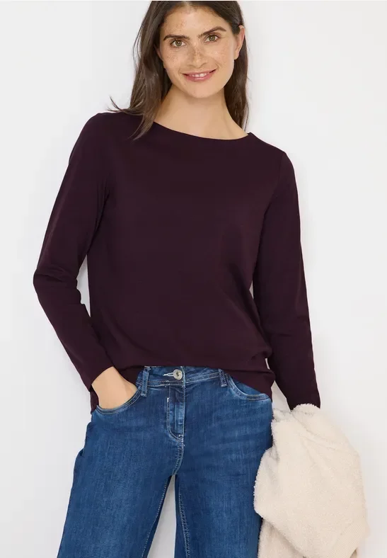 Cecil Damen Basic Langarmshirt in Rot, Gr: XXL