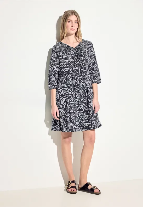 Thumbnail - Cecil Damen Tunika Print Kleid in Schwarz, Gr: XL
