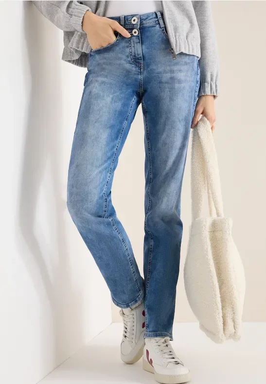 Cecil Damen Straight Leg Jeans in Blau, Gr: 38