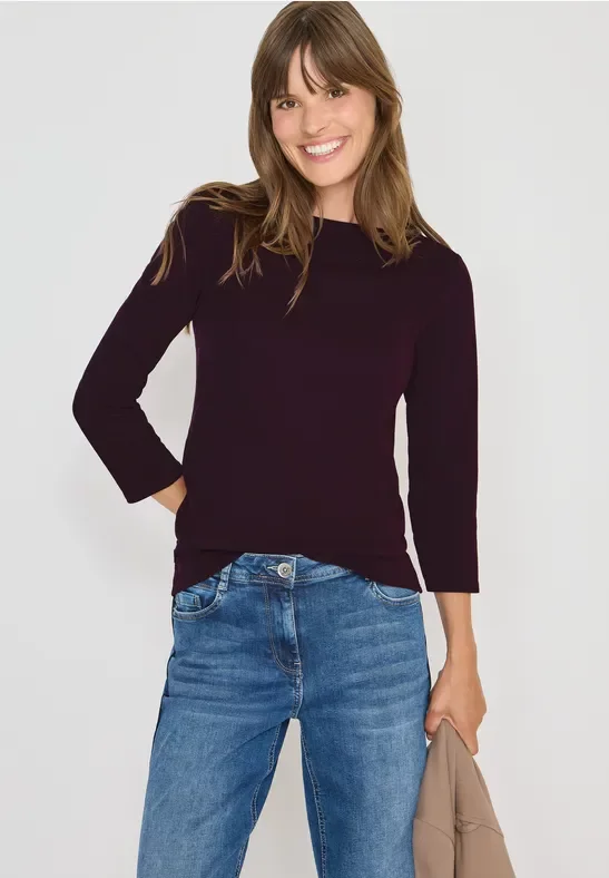Thumbnail - Cecil Damen Basic U-Boot Shirt in Rot, Gr: L