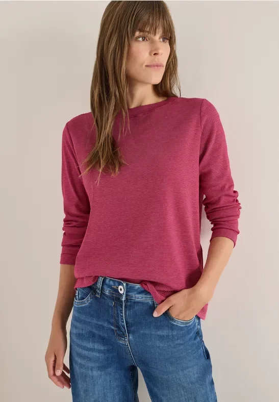 Cecil Damen Shirt mit feinen Streifen in Rot, Gr: M