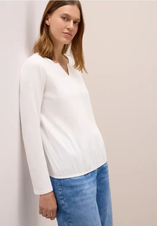 Cecil Damen Shirt im Tunika-Look in Weiß, Gr: XL