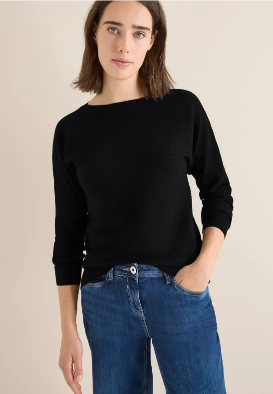 Cecil Damen Cosy Strukturmix Dolman in Schwarz, Gr: M