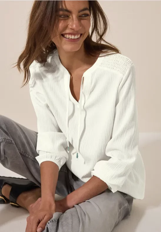 Cecil Damen Strukturbluse in Weiß, Gr: L