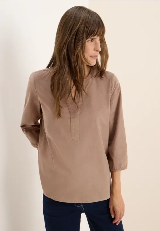 Thumbnail - Cecil Damen Split Neck Cordbluse in Braun, Gr: S