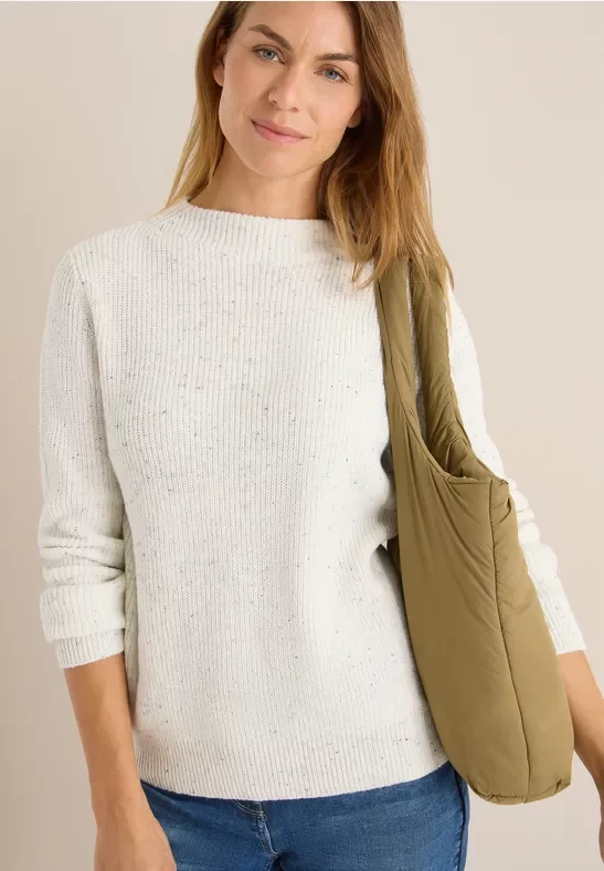 Cecil Damen Pullover mit feinem Muster in Weiß, Gr: L
