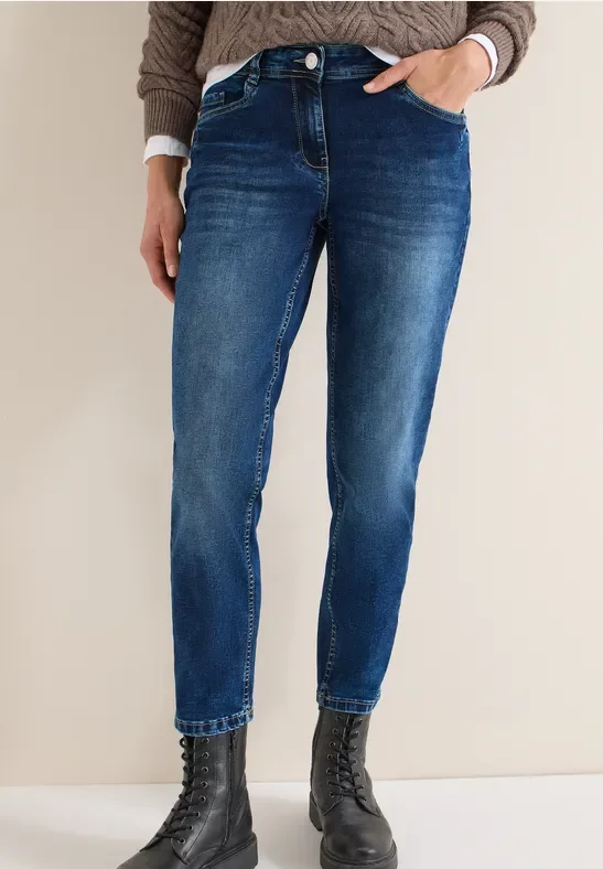 Cecil Damen Slim Leg Jeans in Blau, Gr: 25