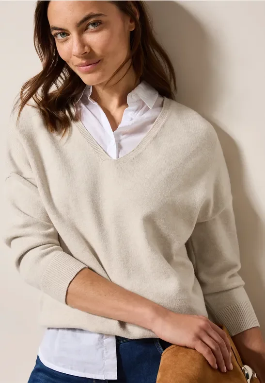 Cecil Damen Kuscheliger Pullover in Beige, Gr: M