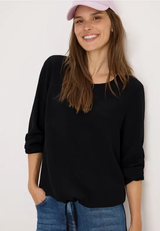 Thumbnail - Cecil Damen Bluse mit Tunnelzug in Schwarz, Gr: XS