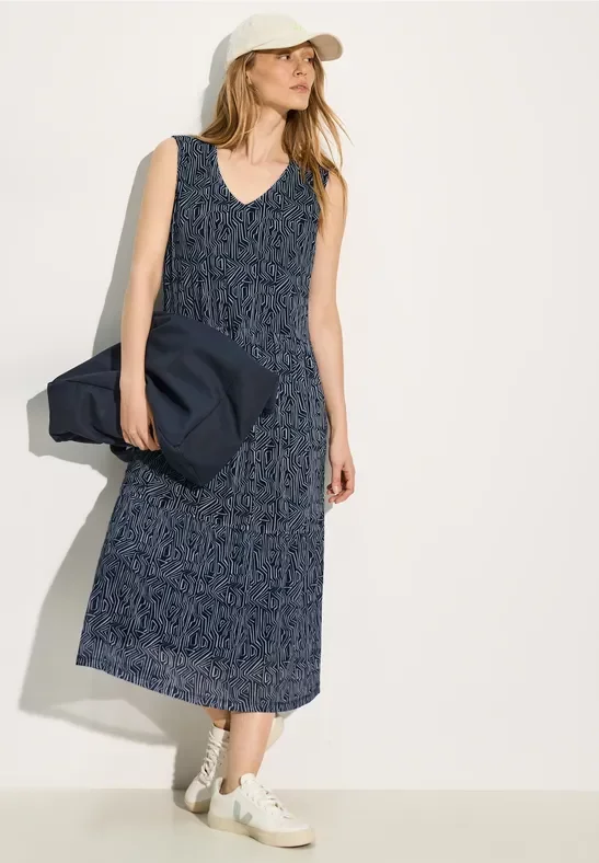Thumbnail - Cecil Damen Mesh Kleid mit Print in Blau, Gr: XXL