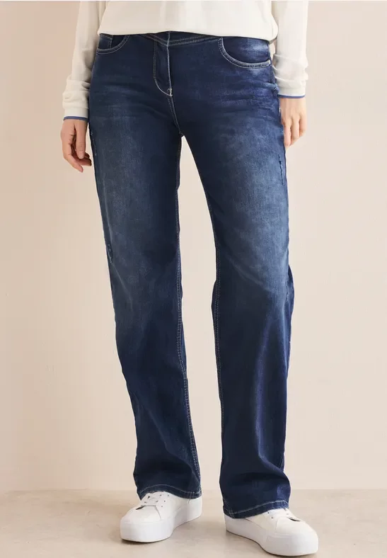 Cecil Damen Wide Leg Jeans in Blau, Gr: 29