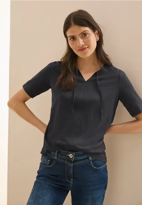 Cecil Damen T-Shirt im Tunika-Look in Grau, Gr: XXL