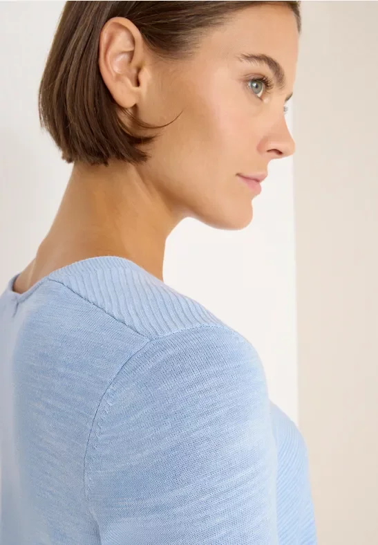 Cecil Damen V-Neck Pullover in Blau, Gr: 3XL