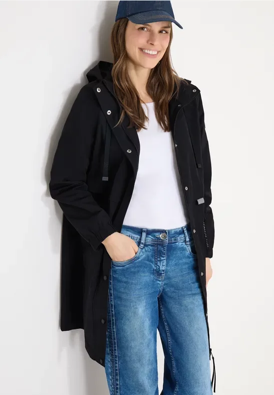 Cecil Damen Lange Memory Jacke in Schwarz, Gr: M