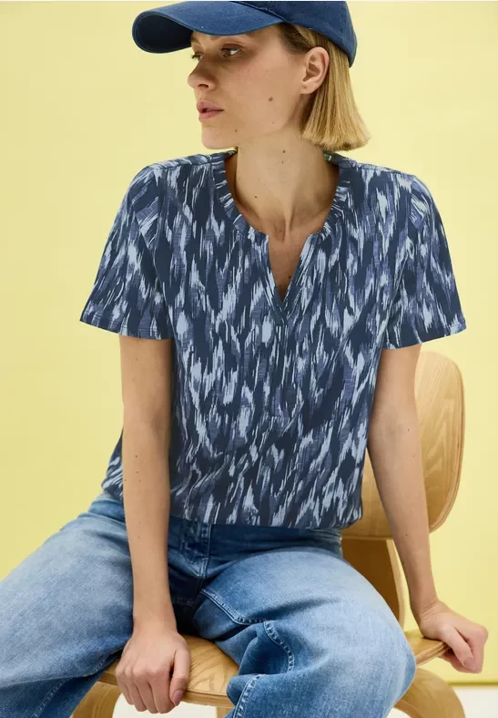 Cecil Damen Shirt im Tunika-Look in Blau, Gr: L