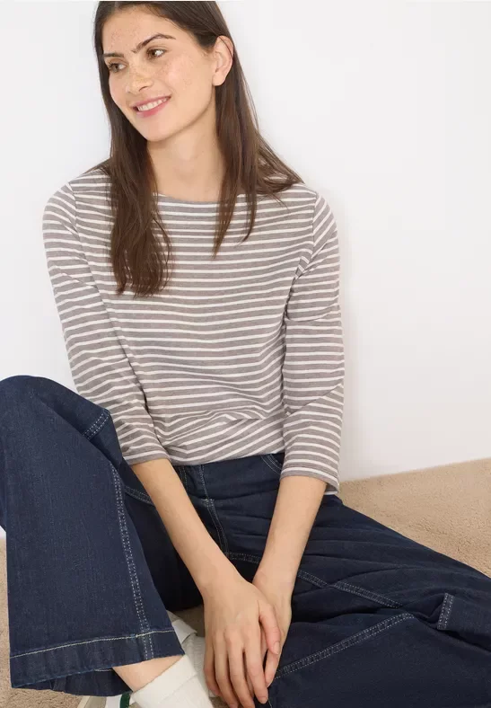 Cecil Damen Gestreiftes Shirt in Beige, Gr: 3XL