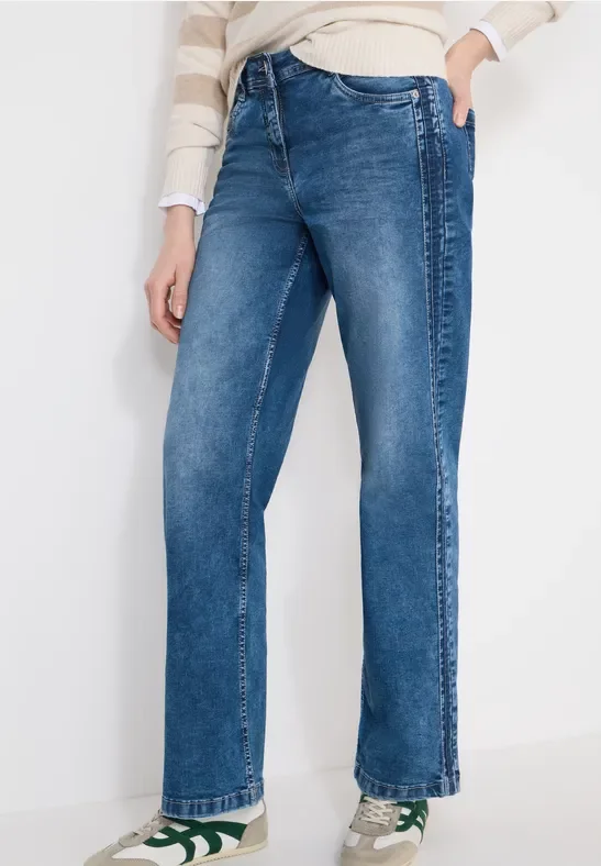 Cecil Damen Wide Leg Jeans in Blau, Gr: 25