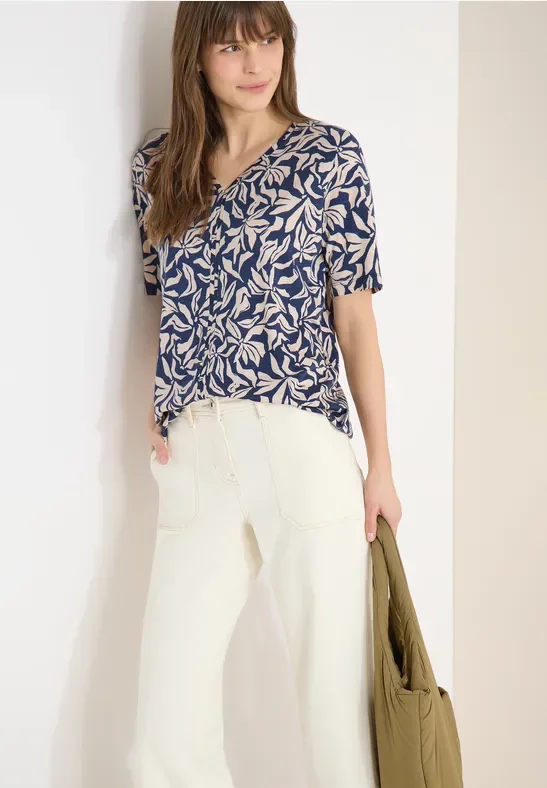 Thumbnail - Cecil Damen Shirt im Tunika-Look in Blau, Gr: XXL