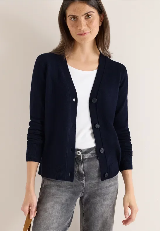 Cecil Damen Softer V-Neck Cardigan in Blau, Gr: M