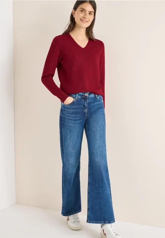 Thumbnail - Cecil Damen Kuscheliger V-Neck Pullover in Rot, Gr: M